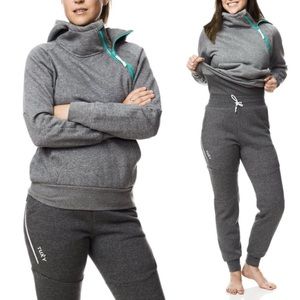 TUXY Women's Sweatsuit One Pice Jumpsuit Loungewear Fleece Cozy Comfy Gray L NWT